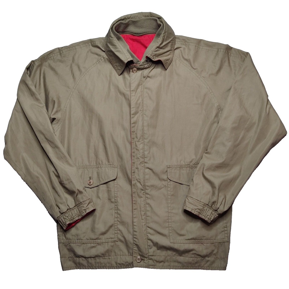 VTG SEARS THE MEN STORE Men 40 Reversible Red Khaki‎ Windbreaker Jacket